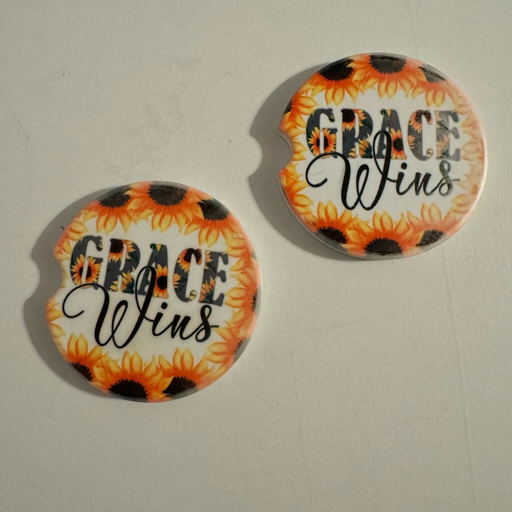Grace Wins Sunflower Car Coasters